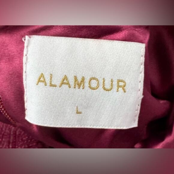 Alamour The Label Gown Dress Wedding Guest Magenta Sequin Glam Formal Prom Sz L - Picture 12 of 16